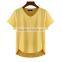 (Trade Assurance)wholesale 220g 95%cotton 5%spandex short sleeve v neck plain dyed women fitness t shirt