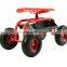 Red Rolling Garden Cart With Swivel Seat