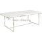 Foshan modern glass centre living room dining tables with stainless steel legs