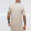 New arrival no logo custom cotton men long line khaki scoop bottom t shirt