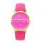 fashion leather strap daisy cut out face geneva platinum watches for women
