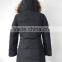 big real raccoon fur hood waist shaped knee length womens long down coat