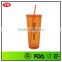 promotion custom double wall 24oz plastic insulated tumbler with straw