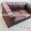 Chesterfield Leather Sofa Red 2 Seater , Industrial furniture genuine lather Arab sofa