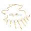 Stainless Steel Gold Tone Bar Tassel Crystal Jewelry Set Necklace