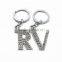 China Manufacturers Coustom Metal Rhinestone Letter Keychain