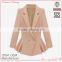 New designs formal/offical wear pink color flared hem long sleeves v neck women blazer 2015