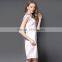 Maxnegio notch lapel pink color cap sleeve office dress
