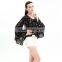 Lotus leaf sleeves design patterns back neck for fat ladies big sleeve blouse