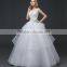 Cream Sleeveless A-line Tiered Wedding Dress Beaded Corchet Cut Out Back Crisscross Bride Grown