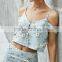 Cold Shoulder Tank Top/Floral Print Tank Top