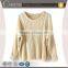 Apricot Cable Knitted Cotton Ladies Batwing Sleeve Pullover Knitted Sweater
