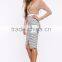 Fashion zip-up front classic stripe skirt women high waist pencil skirt