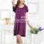 Ladies' eco-friendly bamboo fiber round neck night gown solid color FD