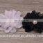 Scallop Ruffuled Ballerina Chiffon Petal Flowers with Crystal Button Spark Rhinestone Buttons Baby Headbands flower