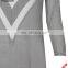 Ladies V-neckline Uniform Pattern Long Knit Dress in Gery