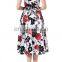 2016 BAIYIMO Sleeveless Midi Floral Print Women Evening Party Casual Cotton Dress