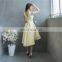 2017Youthful Yellow V Neck Sleeveless Lace-up A Line Bow Elegant Hi-lo Backless Evening Dress
