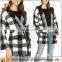 black and white checker pattern sherpa fleece pullover bomber jacket long coat wholesale designer burqa winter coat