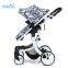 High-view folding baby stroller with white chassis