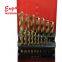 HSS-TIN brad point woodworking drill bits set in metal box