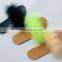 Women Turkey Faux Fur Slides, Flip Flop Soft Wedge EVA/TPR sole sandals