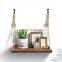 multi tier wood hanging jute rope rack wholesale floating wall shelf brackets
