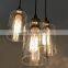 Vintage 3 Light Glass Pendant Light Fixture with Seeded Glass Shades for Kitchen Island