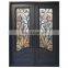 China factory custom design residential exterior security double metal wrought iron entry doors