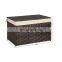 Storage Box with Cotton Liner Rattan-Style Storage Basket Storage Trunk with Lid and Handles for Bedroom Closet Laundry Room