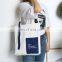 Customized Promotional Gifts Heat Transfer Printed Handled Zipper Canvas Tote Bag with full color print with personalize design