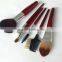 Red handle 6pcs goat hair makeup brush kits for beauty