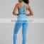 Custom Logo Breathable Sexy Hollow Out Racer Back Sports Fitness Yoga Bra Women Peach Hip Shorts Leggings Workout Gym Suit Set