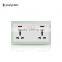 wall switch manufacture BS standard glass panel 2 gang 13A electrical socket
