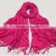 New Winter Fashion Tassel Solid Color Plain Ladies Cashmere Scarf