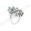 rainbow moonstone gemstone flower ring,genuine sterling silver 925 ring jewelry