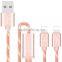 USAMS SJ044 1.2M Nylon braided 2in1 cable for iphone 6/6s/6s plus 2.1A USB Metal Weave Charging Data cable for iphone 6 plus/5s