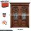 China solid wood arch mahogany double entry door