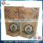 Gold Blocking Brown Kraft Stand Up Paper Bag With Window And Zipper