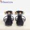 ladies black flat sandal shoes with metal ankle strap