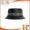 custom logo black leather bucket hat