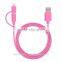 Hot Sale colorful MFi usb cable 2 in 1 usb cable