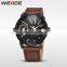 2016 new fashion popular coffee leather band Weide TOP brand men smart watch(UV1508)