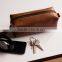 2016 hot selling brown leather fancy pen holder with zipper