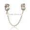 925 Sterling Silver Safety Chains 3A CZ European Safety Chains Fit European Bracelet