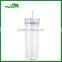 2016 Custom Items Double Wall Coke Cup Plastic Coffee Advertising Mug with Straw & Cap used on Beach