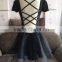 Women sexy short sleeve black dance dress QQ044