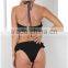 2016 hot lotus leaf lace fission bikini pure color sexy swimsuit suit