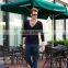 Custom 100% Cotton Black Basics V-neck T-shirt for Man
