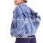 Latest denim jacket bomber falbala bomber jacket fashion woman clothing